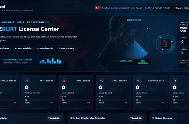 BOZKURT License SaaS ekranı